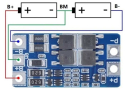 Protection circuit and balancer for 2 Li-Ion 18650 cells, current up to 10A