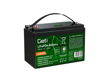 Battery LiFePO4 12.8V 100Ah GETI GBLE-12-100D Display