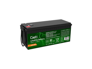 Battery LiFePO4 12.8V 200Ah GETI GBLE-12-200D display