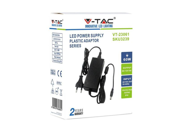 Power adapter 12V 5000mA V-TAC VT-23061