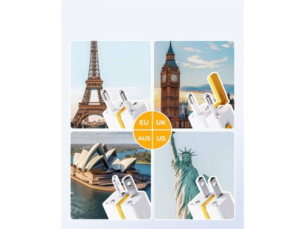 Travel adapter VOLTME Vito Go EzTravel White for use in EU/US/UK/AU