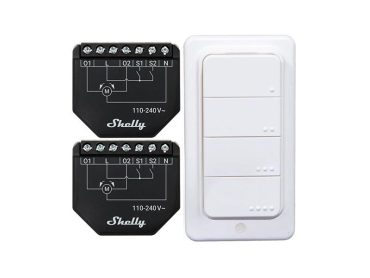 Set of 2 Blind/curtain WiFi controllers SHELLY Shutter + BLU RC Button 4
