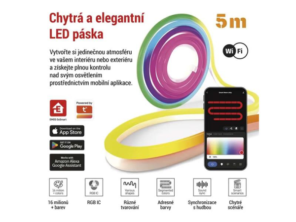 Smart LED strip 33W RGBIC EMOS ZPW513I Neon 5m WiFi Tuya