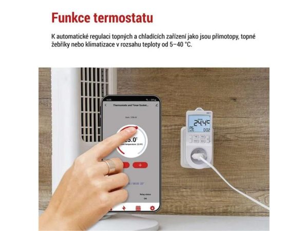 EMOS smart thermostat for socket with 2-in-1 digital timer function with WiFi