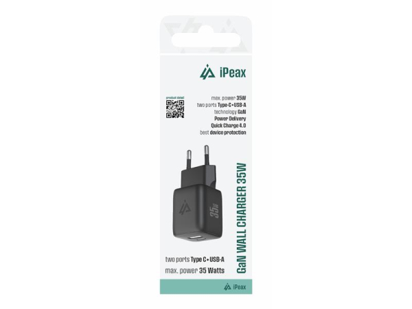 Adapter USB iPEAX GaN USB/USB-C 90010127 Black