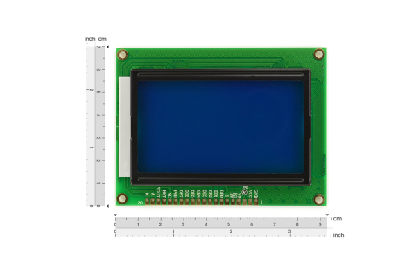Graphic LCD, 128x64, Blue Backlit, 5V, ST7920 Controller