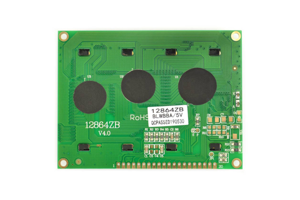 128x64 grafisk LCD med blå baggrundslys og ST7920