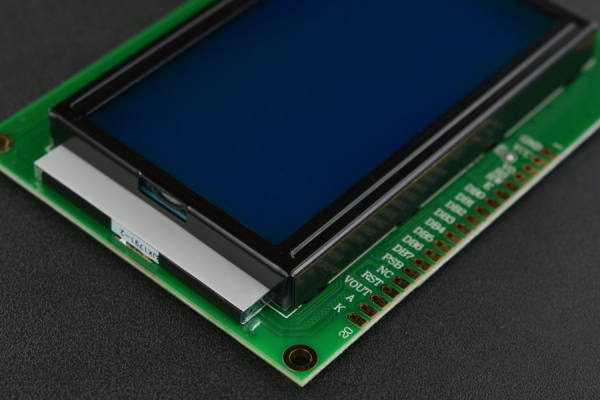 Graphic LCD, 128x64, Blue Backlit, 5V, ST7920 Controller