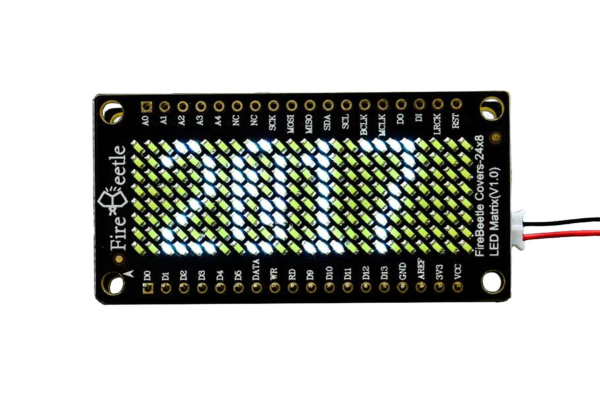 LED Matrix 24×8 (White) - FireBeetle Covers, Low-Power, Scrolling, HT1632C