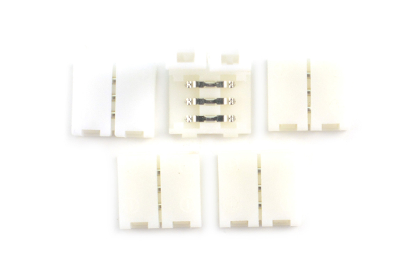 LED Strip Connector, 3-Pin, Snap-Down, Solderless, 10mm (5PCS)