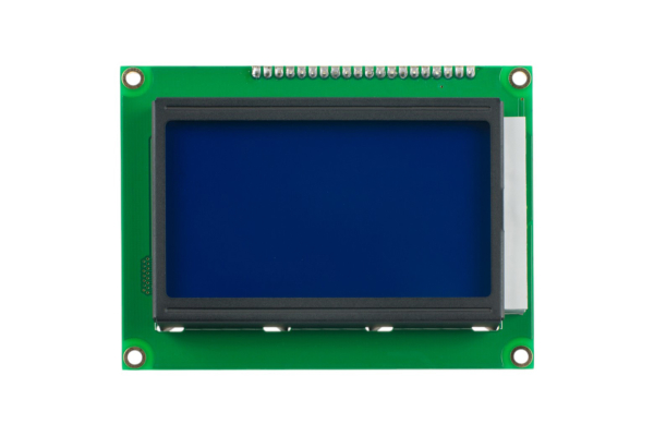 Serial LCD Module 3-wire, 128x64, Blue/White, Arduino Compatible