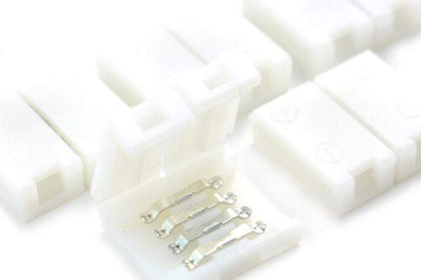LED Strip Connector, 4-Pin, Snap-Down, No Solder, 10mm (5PCS)
