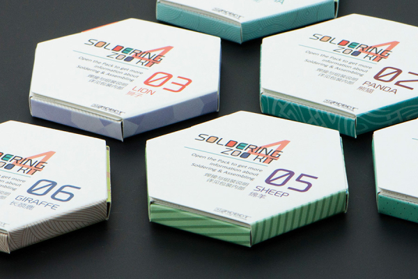 Zoo Animal Kit 4-Soldering, 6 Cute Animals, LEDs, Batteries