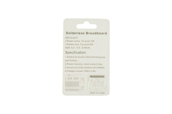 Solderless Breadboard 400 Tie Point Interlocking, Crystal