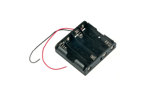 Battery Holder 4xAA Square, 5" Tinned Leads