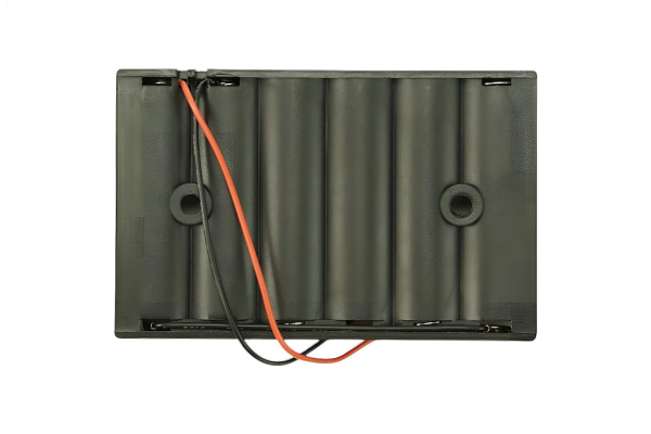 Battery Holder 6xAA, 7.2V/9V Output, 15mm Wires