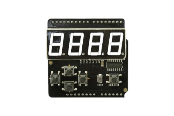 7 Segment LED Keypad Shield, 4 Digit, 5 Buttons, I2C, 5V