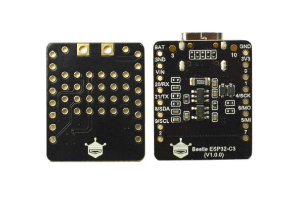 Møntstort ESP32-C3 board med WiFi og BT5