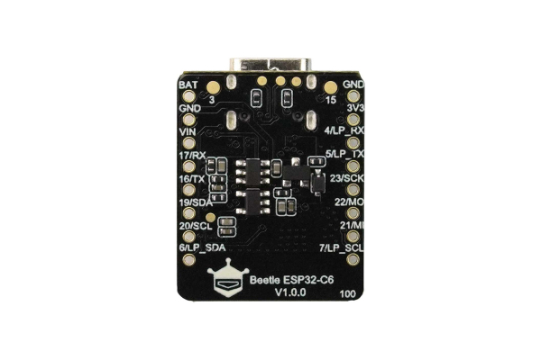 Møntstort ESP32-C6 board med BLE