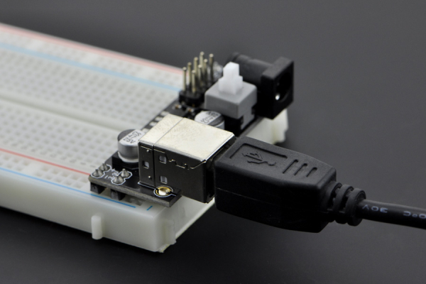 Power Supply Breadboard, 5V/3.3V, 6-12V Input, 500mA, USB/DC