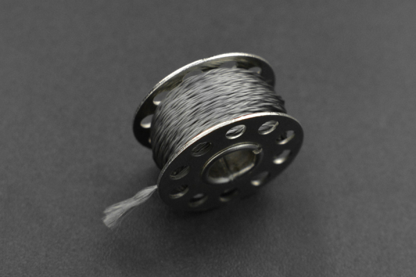 Conductive Stainless Thread, 10-15Ω, 0.42mm, 10m, 650C Resistant