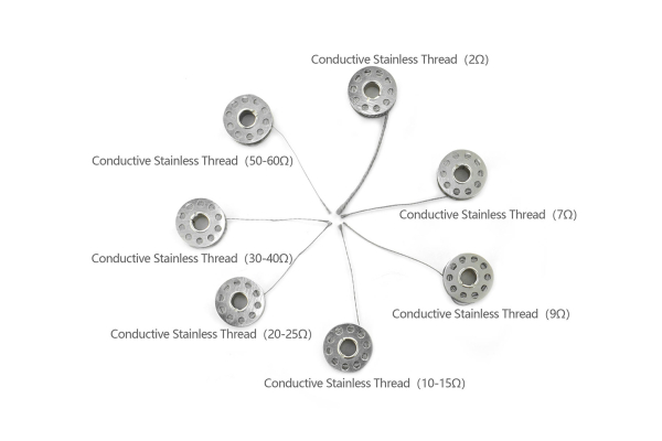 Conductive Stainless Thread, 20-25Ω, 0.33mm, 15m, 650C Resistant