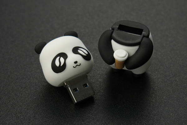 Silicone USB 3.0 Flash Drive, Model: Holding Coffee, 64GB, Cute LattePanda