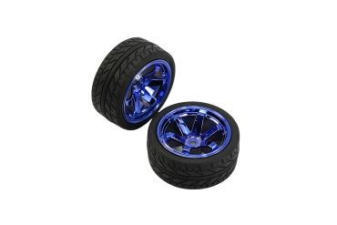 Rubber Wheel Pair D65mm - Blue, 26mm Width, Soft Tread