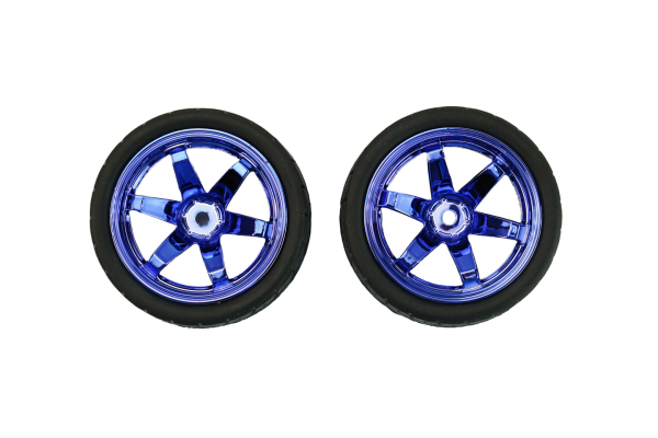 Rubber Wheel Pair D65mm - Blue, 26mm Width, Soft Tread