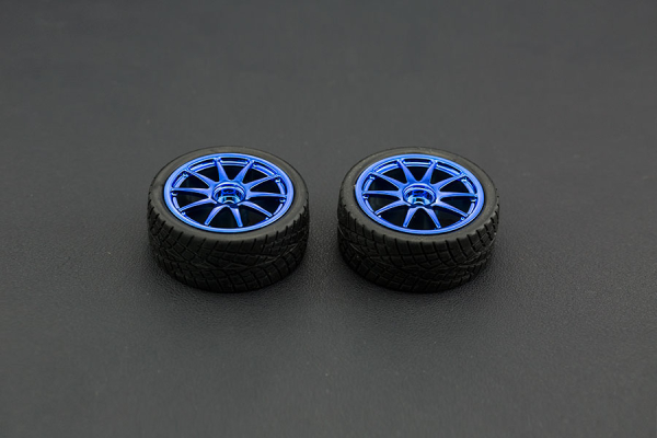 Rubber Wheel Pair D65mm - Blue, 26mm Width, Soft Tread
