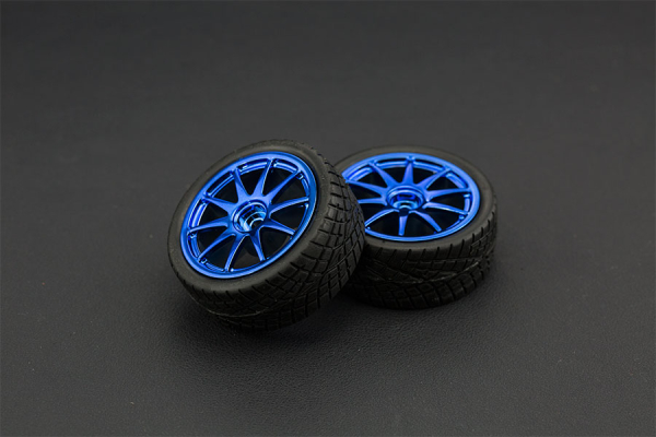 Rubber Wheel Pair D65mm - Blue, 26mm Width, Soft Tread