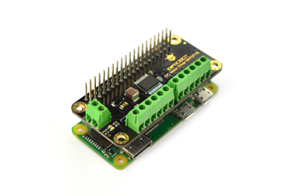 DC Motor Driver HAT V1.0 for Raspberry Pi, I2C, 7-12V, 2A Peak