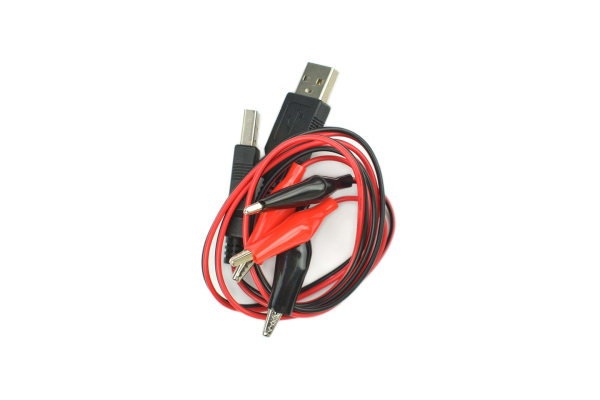 Double Alligator Clip to USB Male Cable, 50cm, 3A, Pure Copper