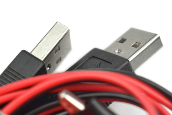 Double Alligator Clip to USB Male Cable, 50cm, 3A, Pure Copper