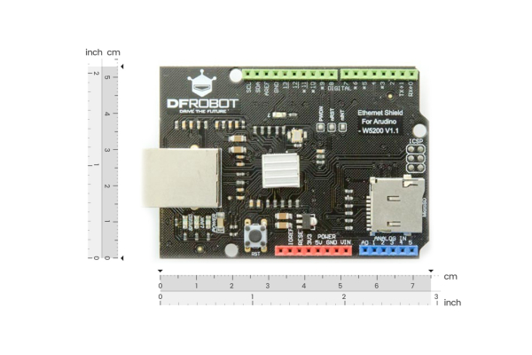 Ethernet Shield - W5200, microSD, 10/100 Ethernet, SPI, 32KB Buffer