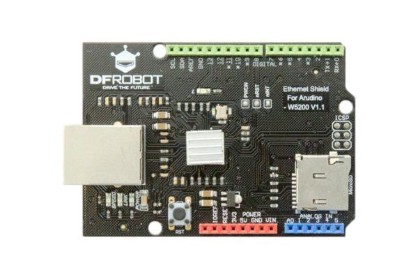 Ethernet Shield - W5200, microSD, 10/100 Ethernet, SPI, 32KB Buffer