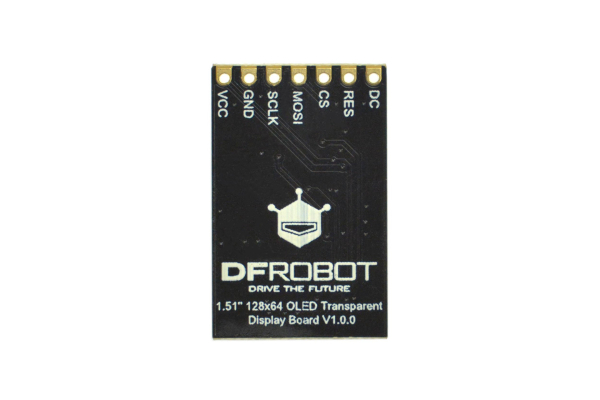 OLED Transparent Display 1.51", 128x64, Full-View, Blue, SPI/GDI