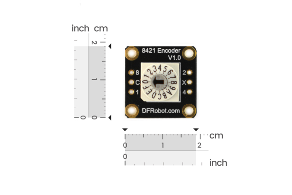 Encoder-Vertical 8421, 16-Gear, 150mA, -40~85C, 19x19mm