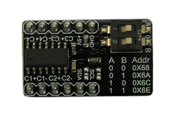 18-Bit ADC, 4 Channel MCP3424 with Programmable Gain Amplifier for Raspberry Pi