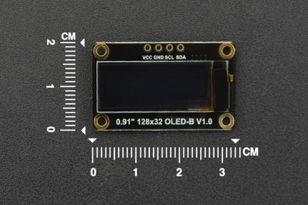 OLED Display, Monochrome 0.91” 128x32 I2C, SSD1306, Low Power