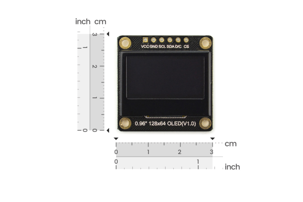 OLED Display Monochrome 0.96Inch 128x64 I2C/SPI, SSD1306, 3.3/5V