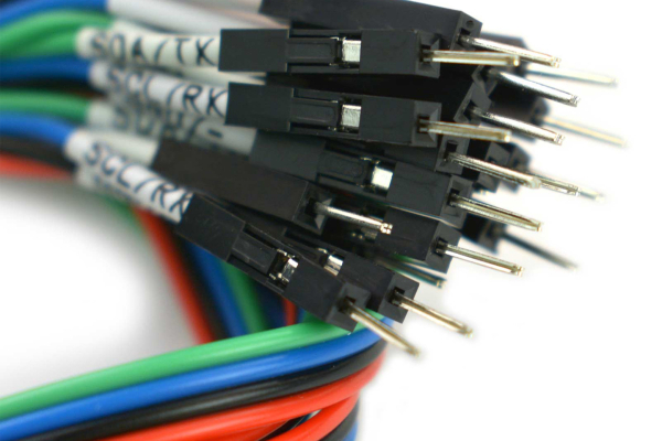 DuPont Line 4PIN M/M 30cm 5 Pack, I2C/UART Labels, RoHS Compliant