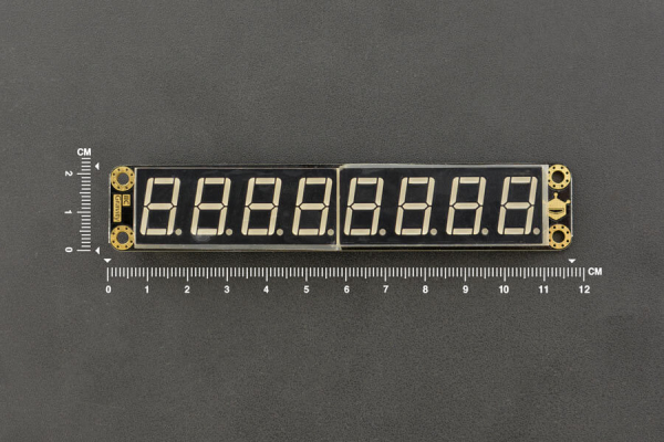 8-cifret rødt LED-segmentdisplay med I2C og 16 lysstyrkeniveauer
