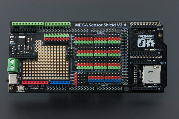 IO Sensor Shield Mega Due, 3 Xbee Slots, microSD, Prototyping Area