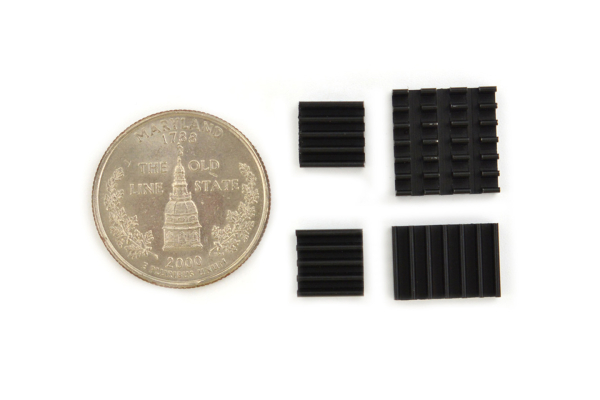 Heatsink Kit, Raspberry Pi 4B, Aluminum, Adhesive, Black