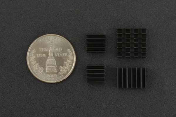 Heatsink Kit, Raspberry Pi 4B, Aluminum, Adhesive, Black