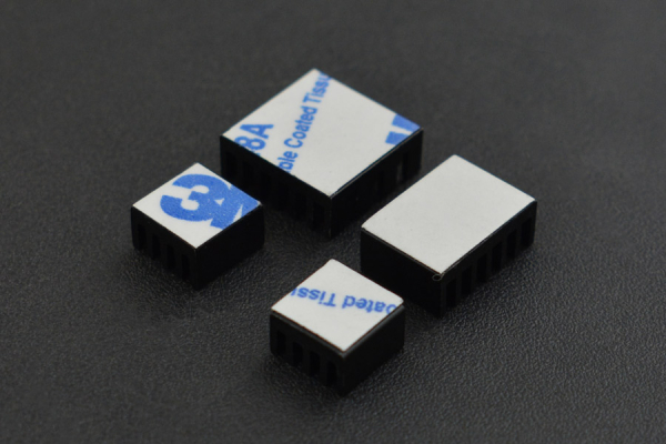 Heatsink Kit, Raspberry Pi 4B, Aluminum, Adhesive, Black