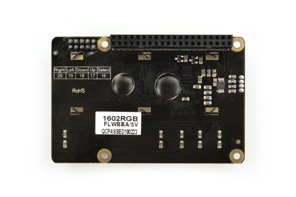 I2C 16x2 RGB LCD KeyPad HAT, RGB-baggrundsbelysning, Kompatibel med Raspberry Pi 4B/3B+