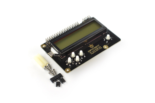 I2C 16x2 RGB LCD KeyPad HAT, RGB-baggrundsbelysning, Kompatibel med Raspberry Pi 4B/3B+