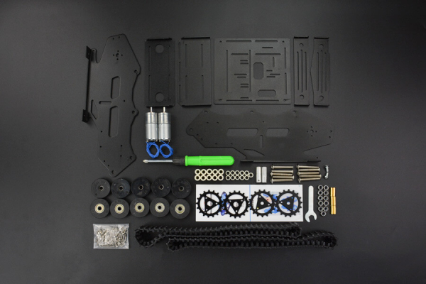 Tracked Chassis InchYuewalkerInch (Black), High-Power Motors, Aluminium